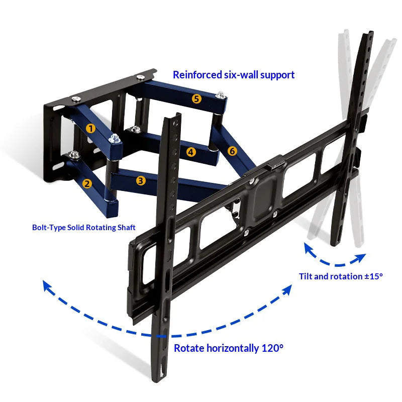 ZX-101S Heavy Duty TV Wall Mount Swivel Tilt Bracket for 32-75 inch LCD LED Display - Black - 2