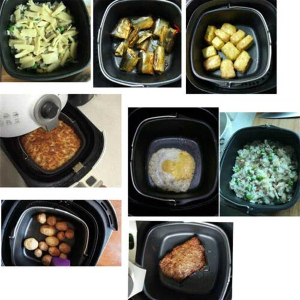 7inch Non-stick Baking Dish Tray Cake Baking Basket with Handle for Electric Air Fryer (BPA-free, No FDA Certificate) - 4