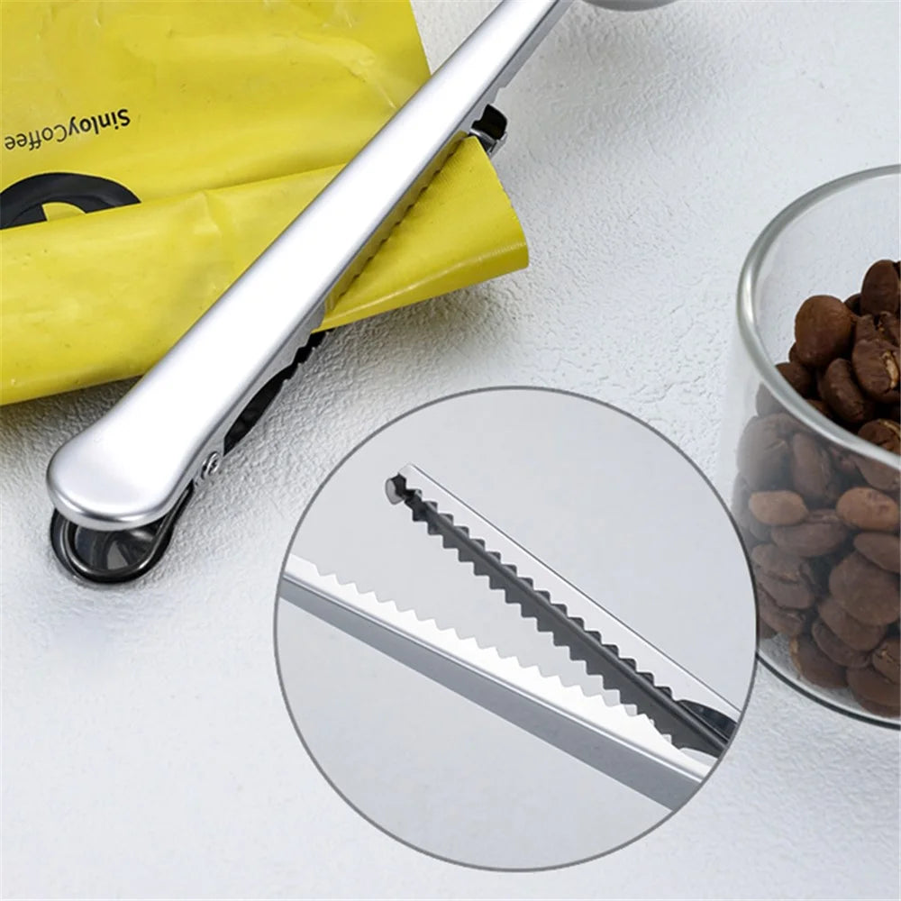 2-in-1 Stainless Steel Measuring Spoon Coffee Bean Bag Clip (BPA Free, No FDA) - Silver - 5
