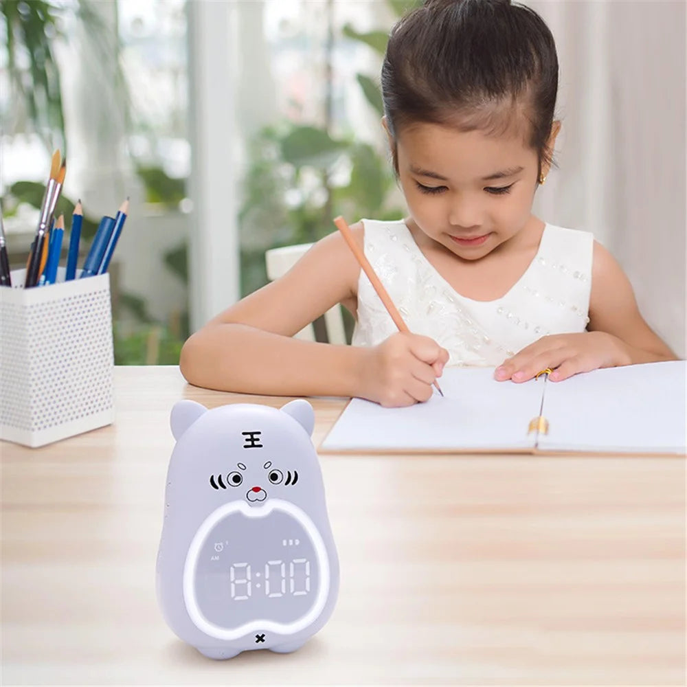XR-MM-C2110 Cute Tiger Shaped Alarm Clock Creative Electronic Clock Multifunction Study Training Time Setting Touch Controlled Clock - Blue - 2