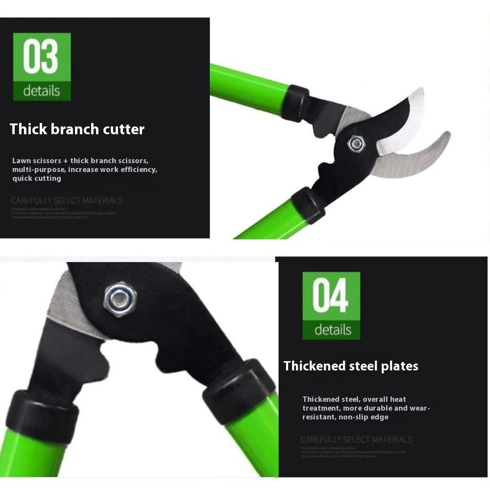 High Carbon Steel Heavy Duty Pruning Shears Thick Branches Garden Pruners Tree Trimmer Powerful Cutting Tool - Green - 4