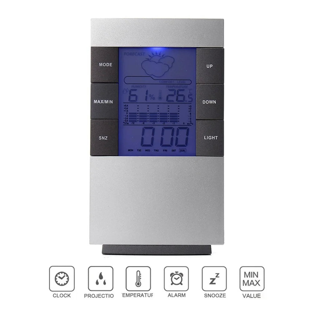 3210 Weather Forecast Creative Home Backlight Electronic Clock Thermometer Hygrometer Alarm Clock - 2