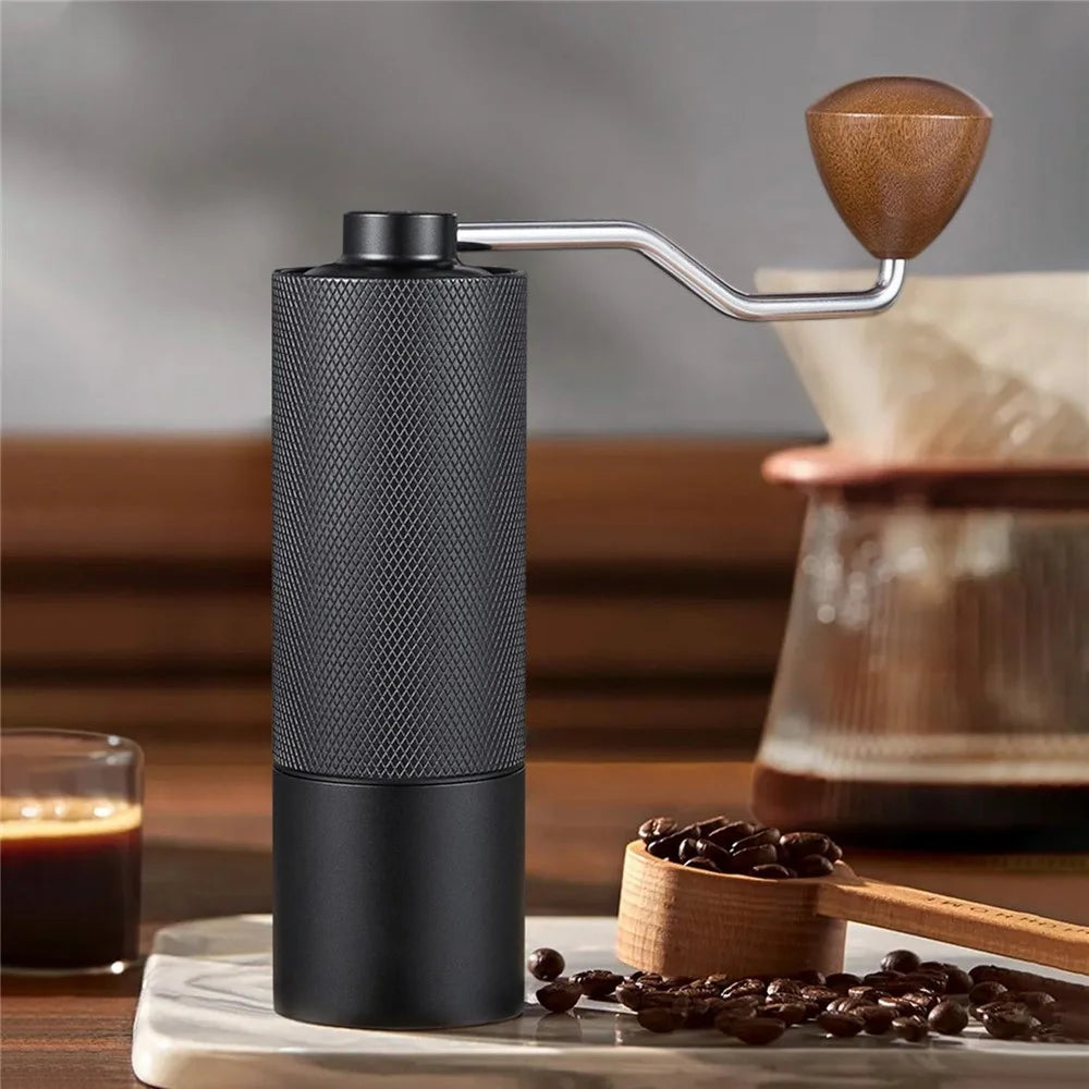 Manual Coffee Grinder 5 Blades Handheld Bean Mill Adjustable Coarseness Stainless Steel Burr Grinder - Black - 7