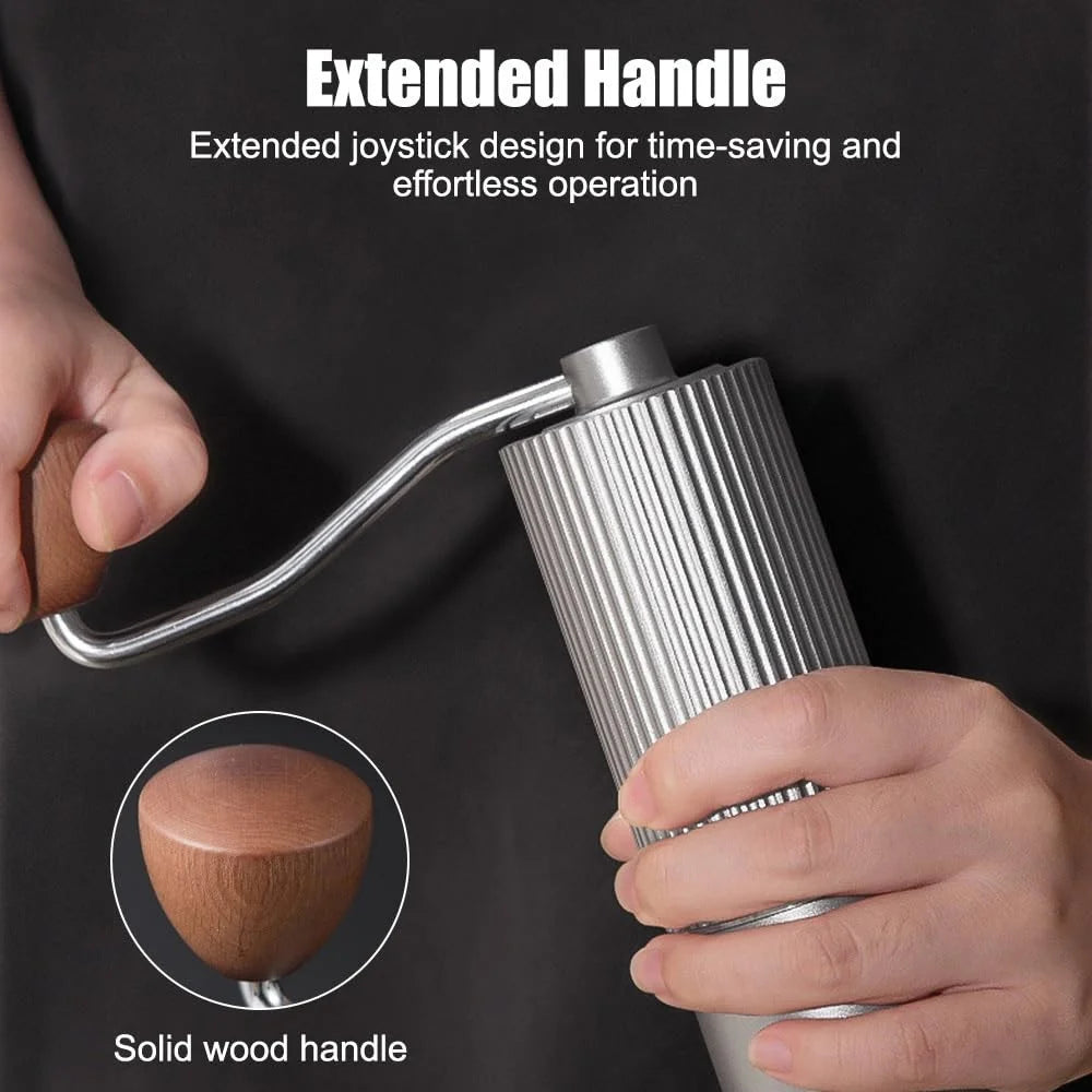 Manual Coffee Grinder Coarse Vertical Groove 7 Blade Hand Crank Mill For Coffee Beans Adjustable Coarseness - Silver - 2