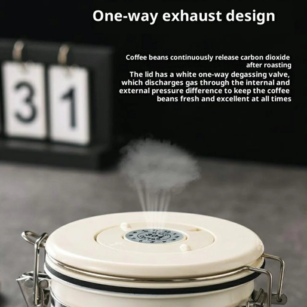 304 Stainless Steel Coffee Canister 1.8L Food Storage Container with Date Tracker, Scoop for Coffee, Beans - White - 4