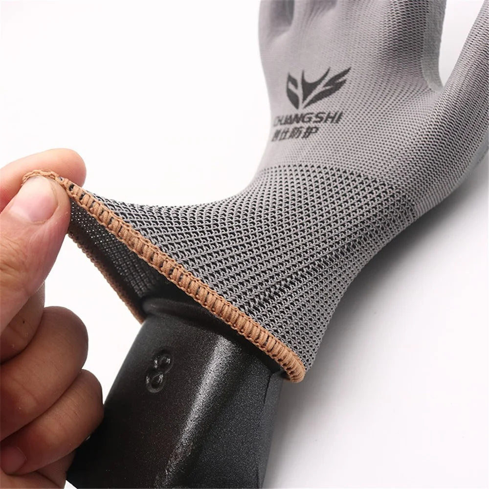 CHUANGSHI 12 Pairs Latex+Nylon Gloves Construction Site Labor Protection Gloves - Grey - 3