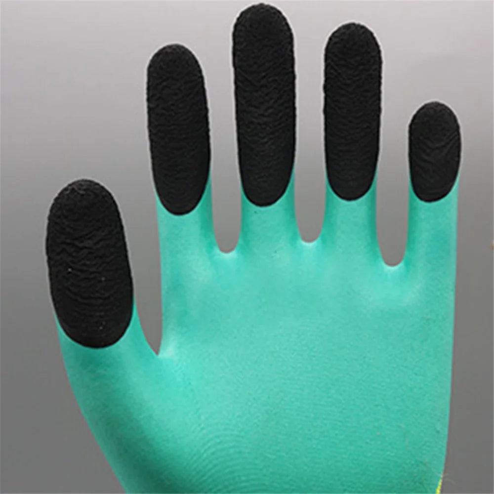 CHUANGSHI 12 Pairs Anti-Slip Latex Safety Gloves Builders Gardening Work Gloves - 2
