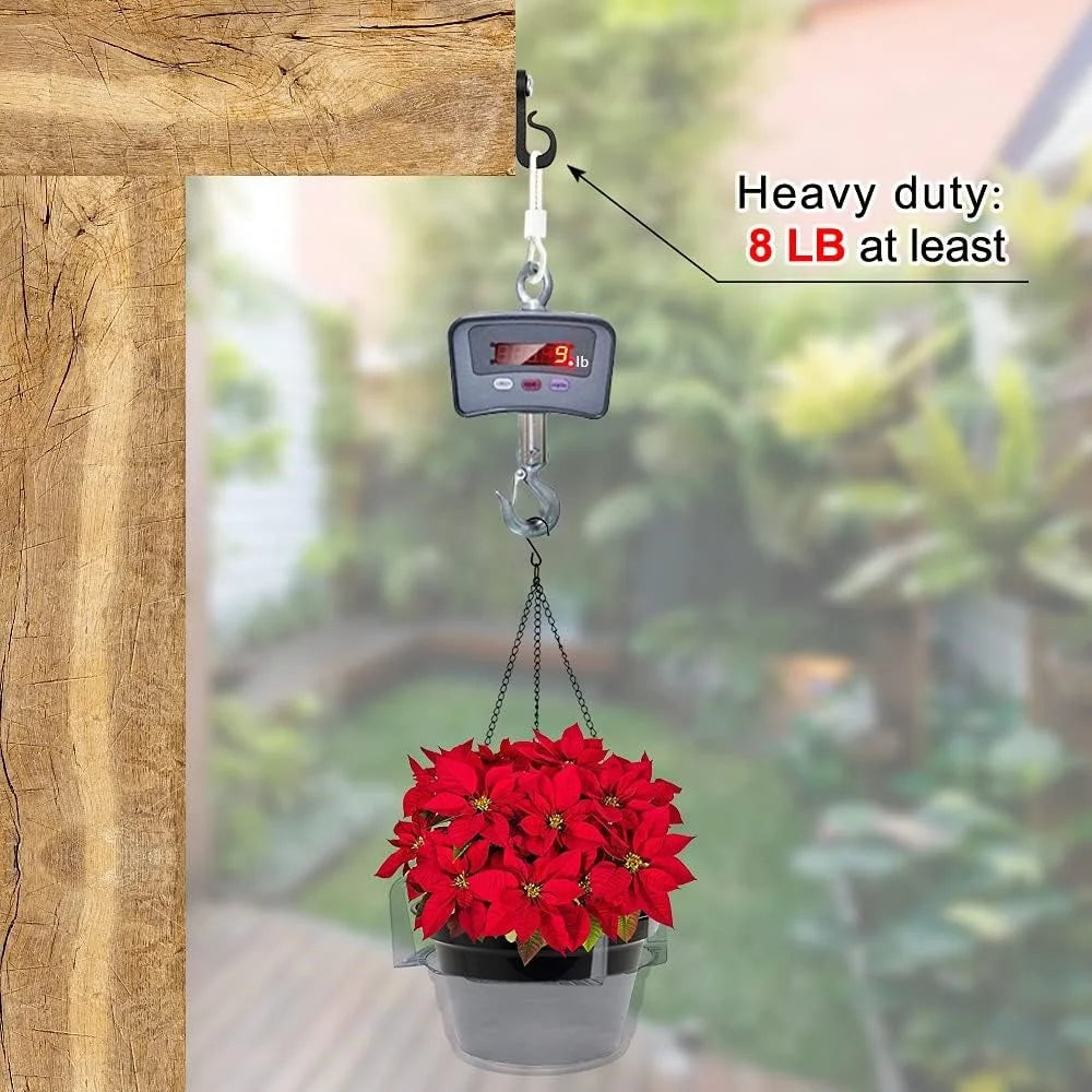 20-Pack Outdoor Hanging Plant Hooks for String Lights - Heavy-Duty Screw-In Expansion Anchors - Black - 5