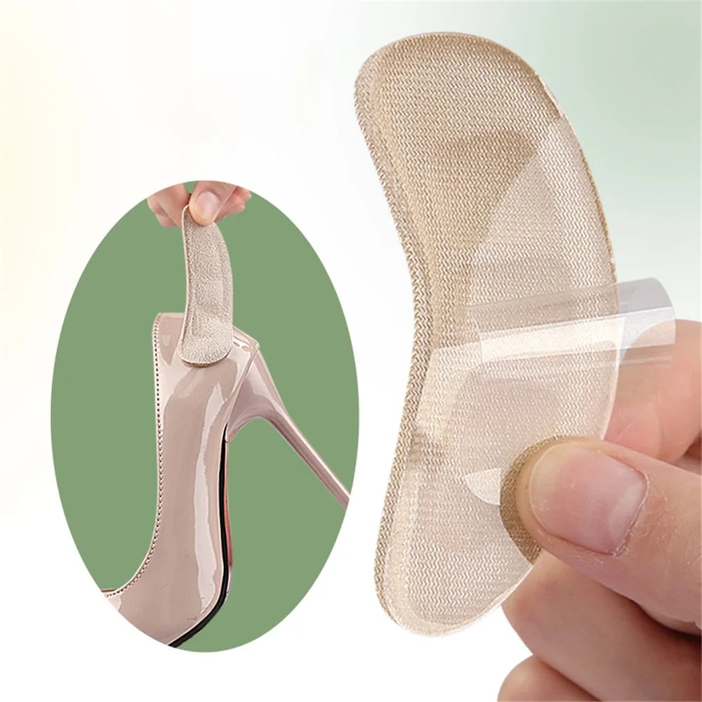 Self-Adhesive Heel Cushion Sweat Absorbing Anti-Slip Heel Pads for Loose Shoes - Black - 7