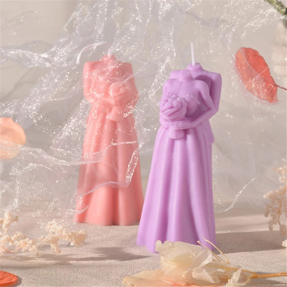 Silicone Candle Mold Couple Hugging Body Art Aromatherapy Candle Mould - 7