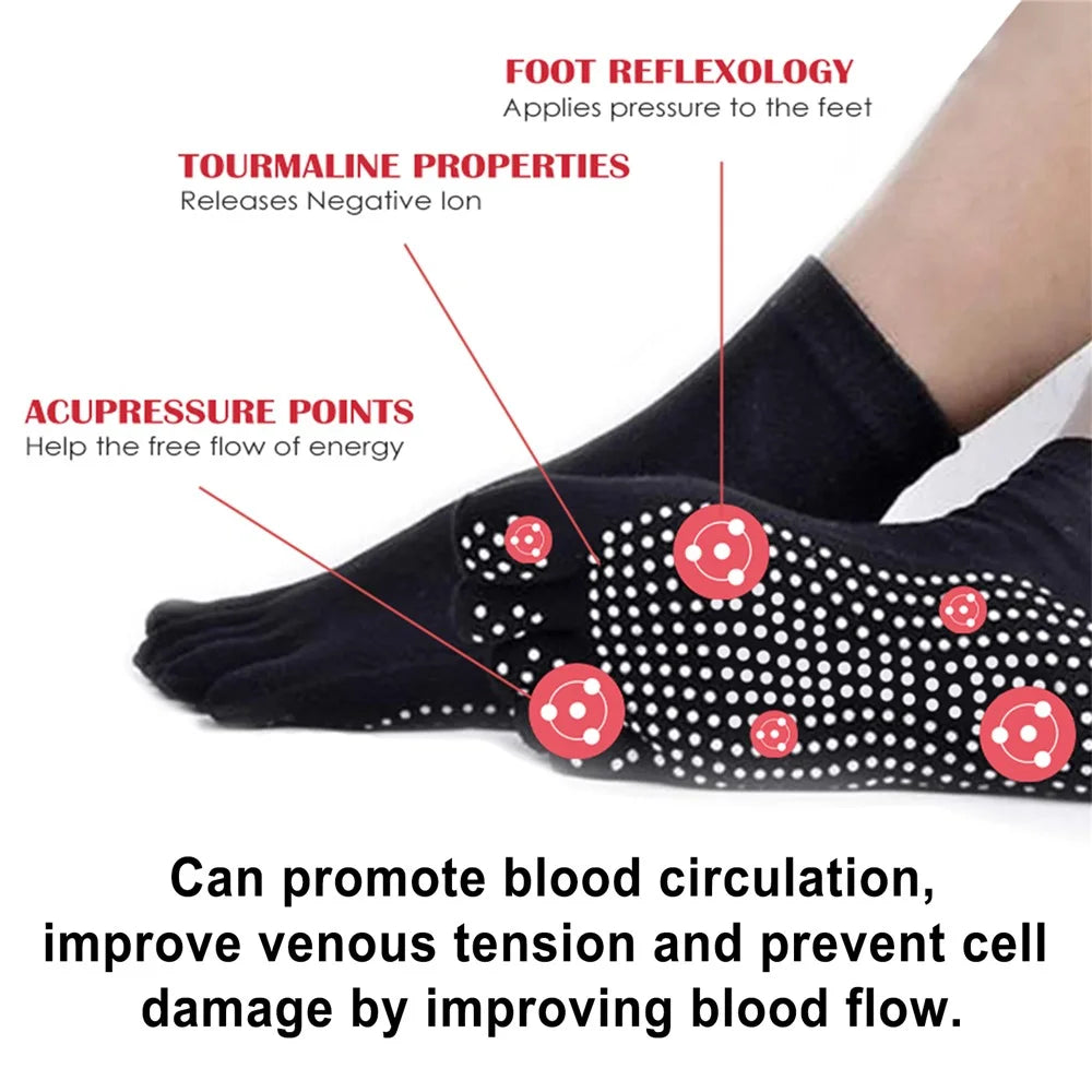 HOUKEA HKB05-A018-1-BK1 1 Pair Anti Bunion and Varicose Vein Non-Slip Tourmaline Socks - 6