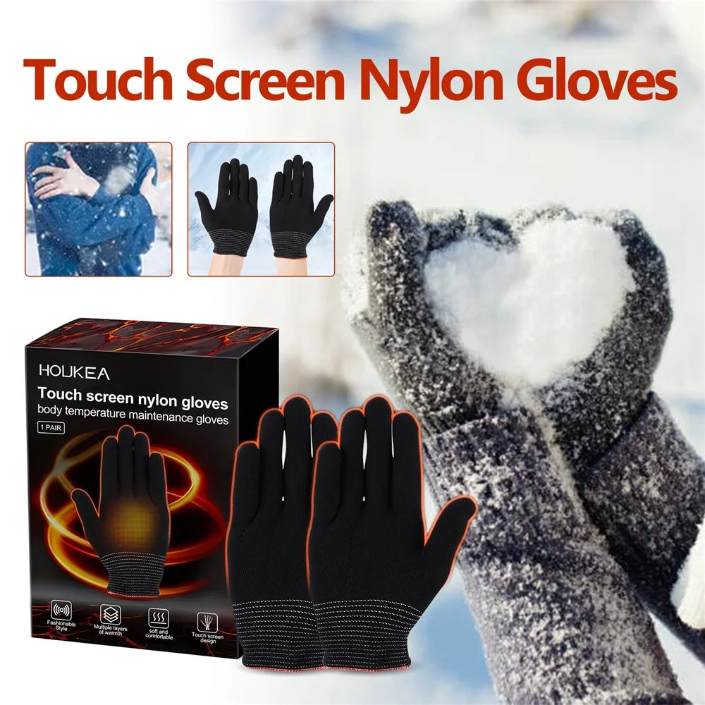 HOUKEA HKA06-A021-2-BK2 1 Pair Nylon Gloves Winter Outdoor Sports Skiing Touch Screen Hand Warm Gloves - 6