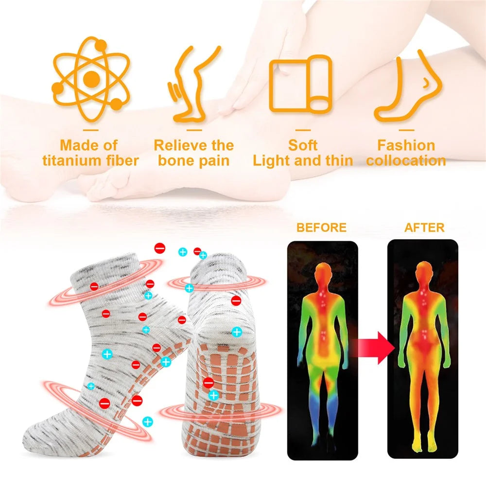 HOUKEA HKA06-A013-1-YE1 1 Pair Warming Socks Leg Soreness Relieve Breathable Non-Slip Foot Care Massage Socks - 4