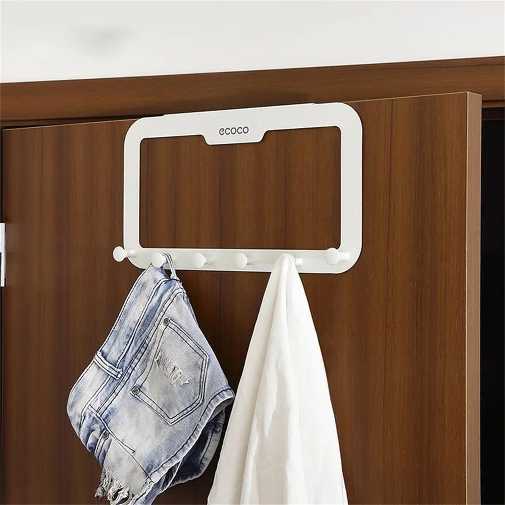 ECOCO Over Door Hook Adhesive 6 Hooks Door Hanger for Clothes Coat Towel Bag - White - 5
