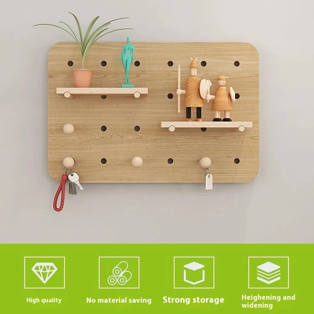 45x30cm Decorative Wall Mounted Electric Box Cover Storage Shelf Wood Pegboard Meter Box Concealer - Wood Color - 2