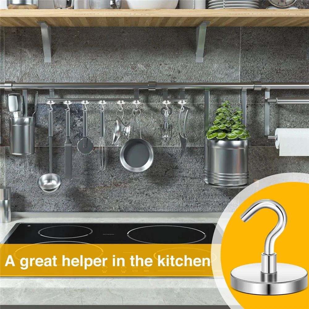 E16 7KG Pull Force Magnetic Steel Hook Kitchen Refrigerator Iron Door Hanging Hook - 7