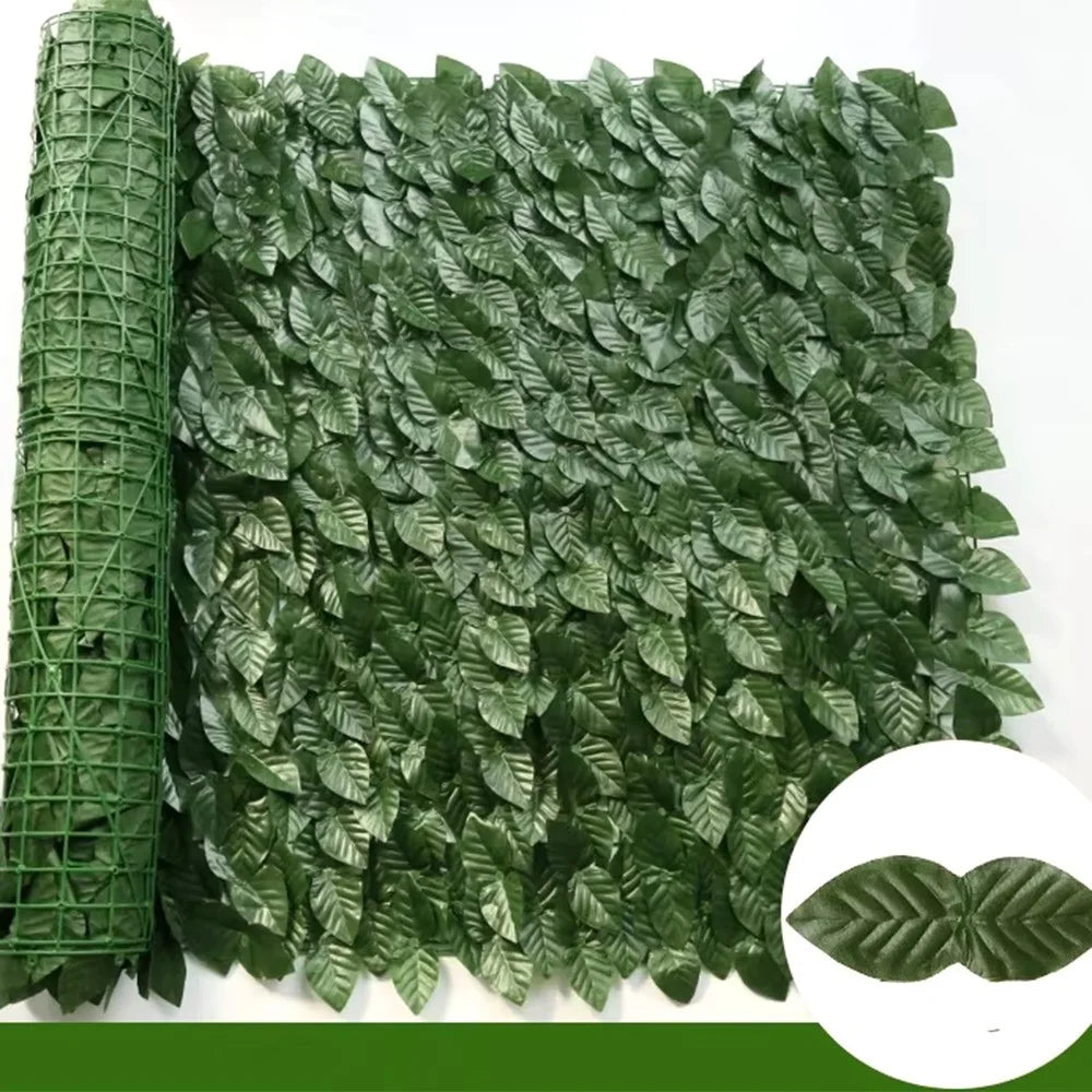 0.5 x 1m Dark-Colored Pothos Leaves Artificial Hedge Privacy Screen Garden Yard Faux Leaf Fence Barrier - 1