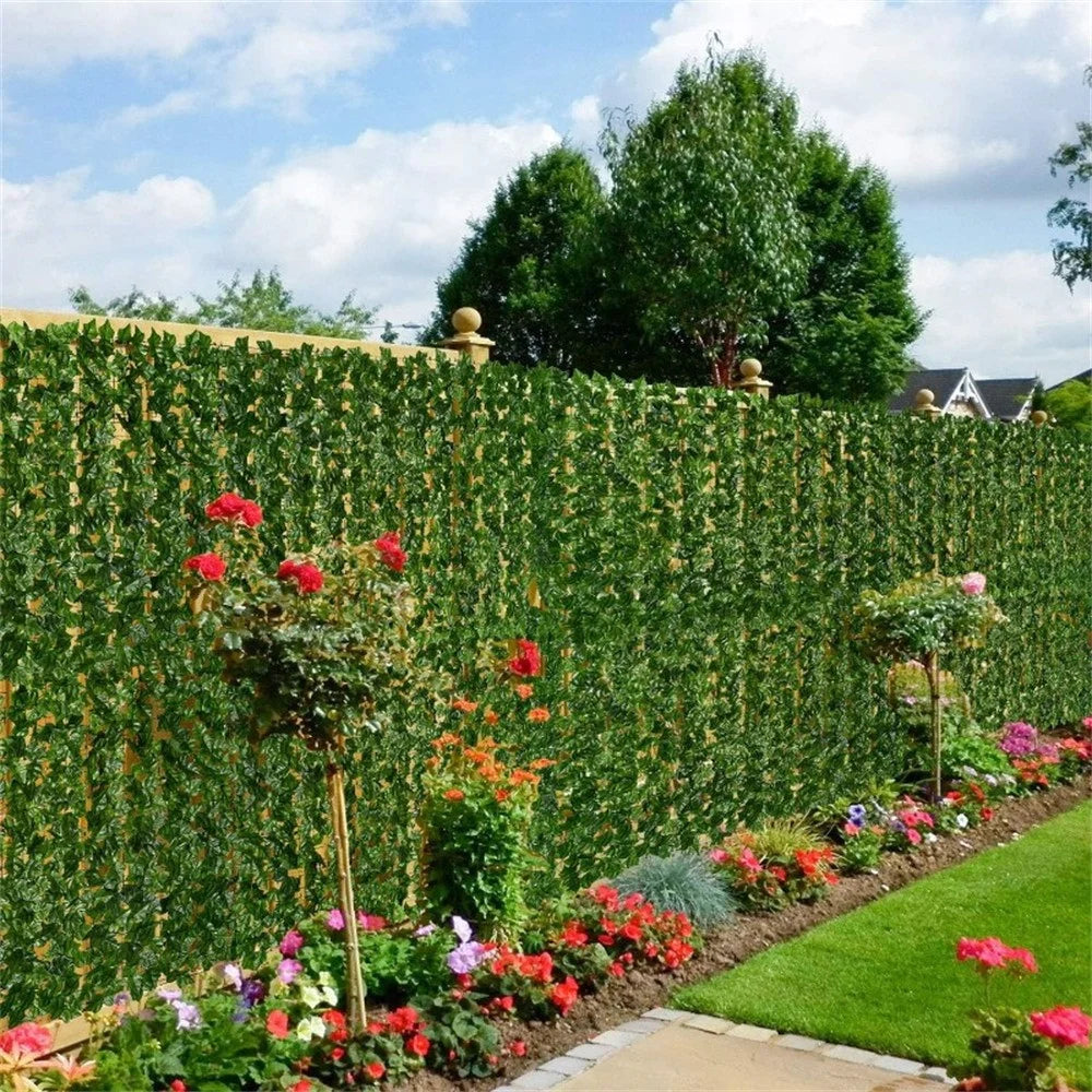 0.5 x 3m Dark-Colored Pothos Leaves Artificial Hedge Privacy Screen Garden Yard Faux Leaf Fence Barrier - 3