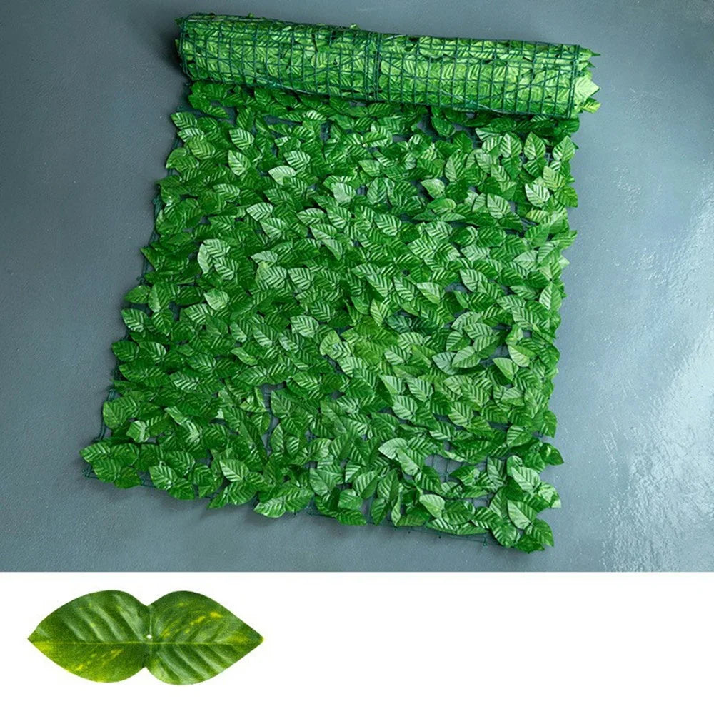 0.5 x 0.5m Faux Apple Leaf Artificial Hedge Privacy Screen Fence Panel Realistic Green Plant Barrier - 1