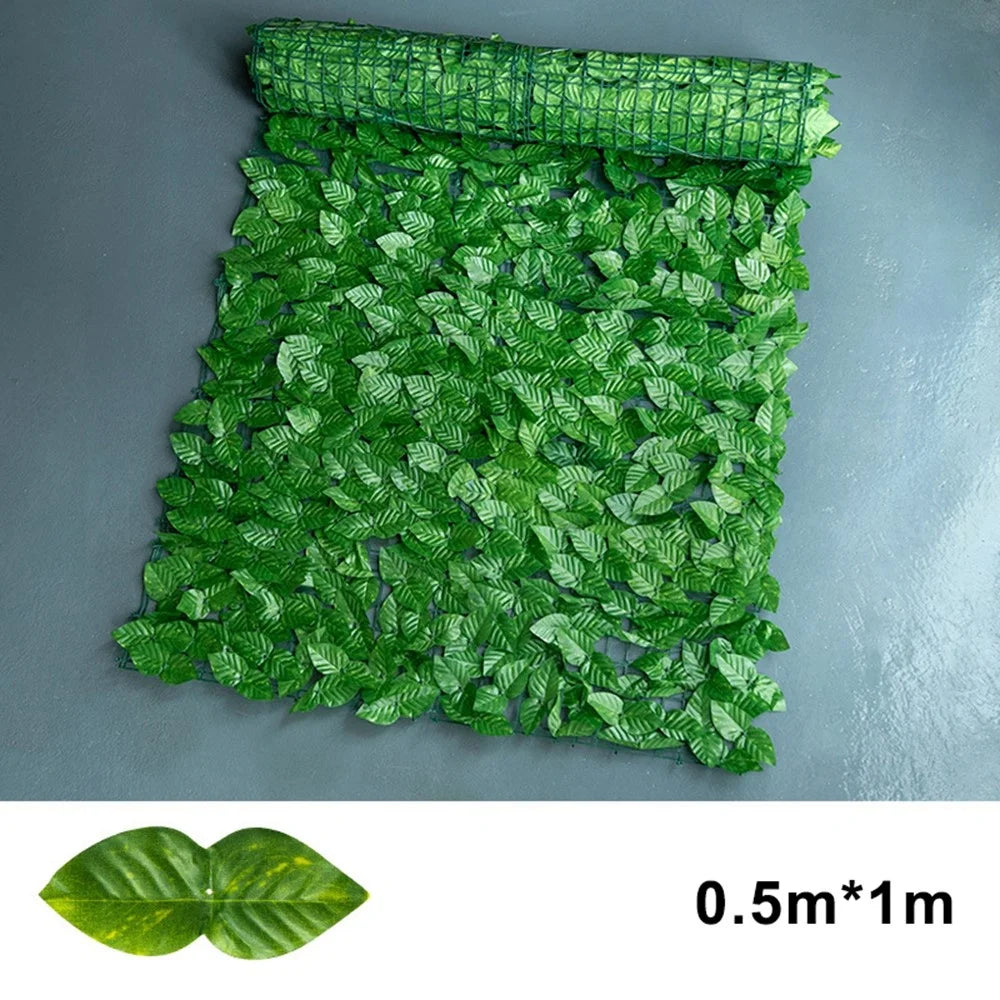 0.5 x 1m Faux Apple Leaf Artificial Hedge Privacy Screen Fence Panel Realistic Green Plant Barrier - 1