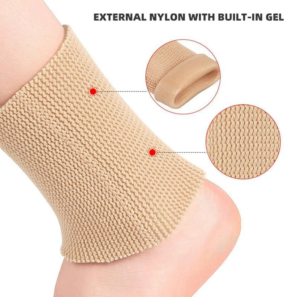 Ankle Support Brace Compression Sleeve Elastic Bandage Foot Heel Protector Gift - Nude - 6