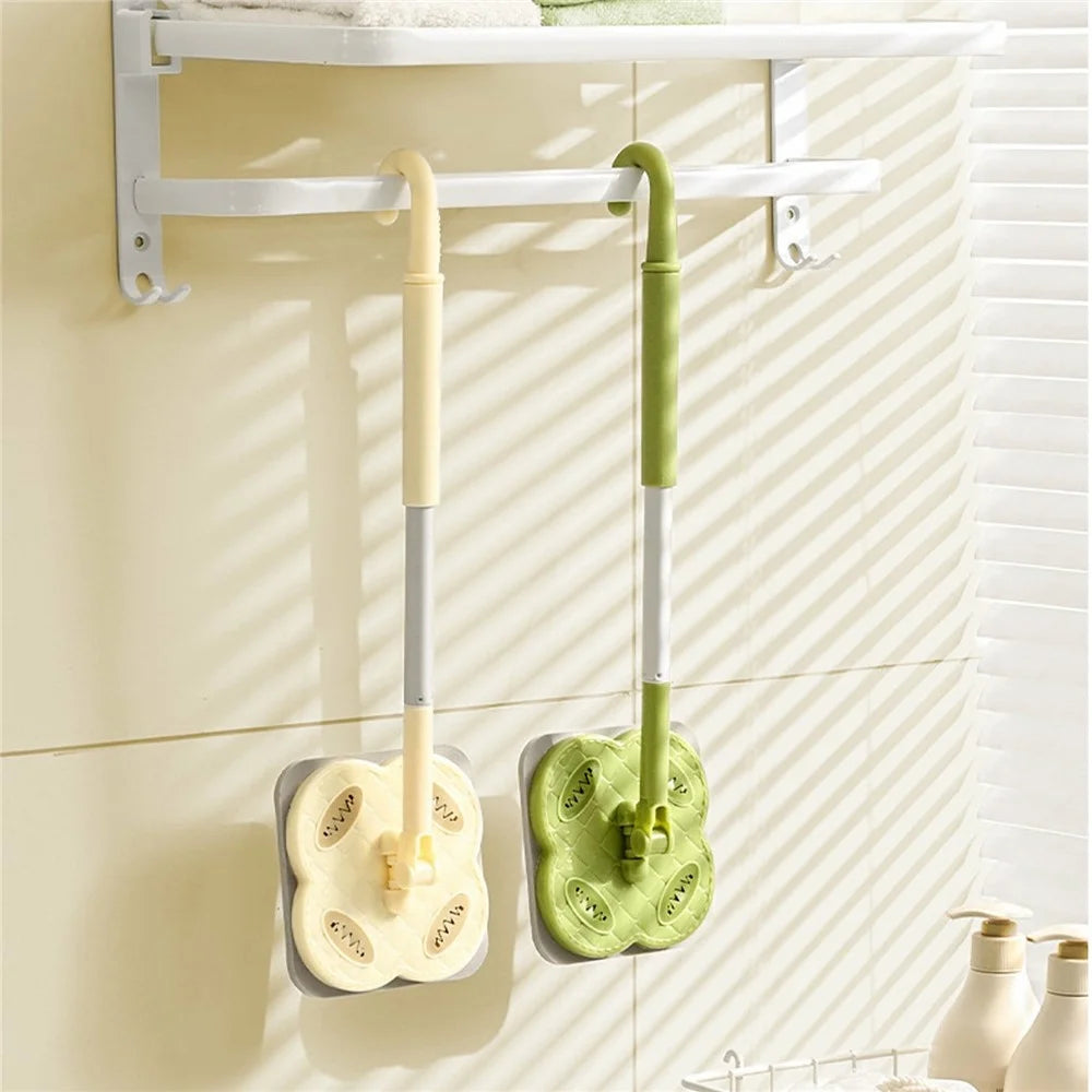 4 Sections Pole Household Disposable Face Towel Mop Dust Removal Floor Cleaner - Cream White - 7