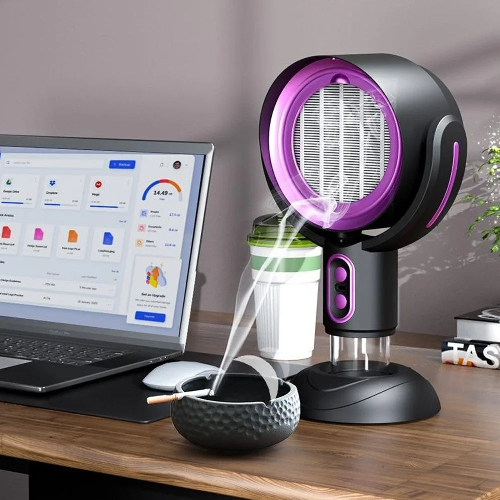 Portable Exhaust Hood Desktop Range Hood 2 Gears Rechargeable Kitchen Exhaust Fan - Black+Purple - 3