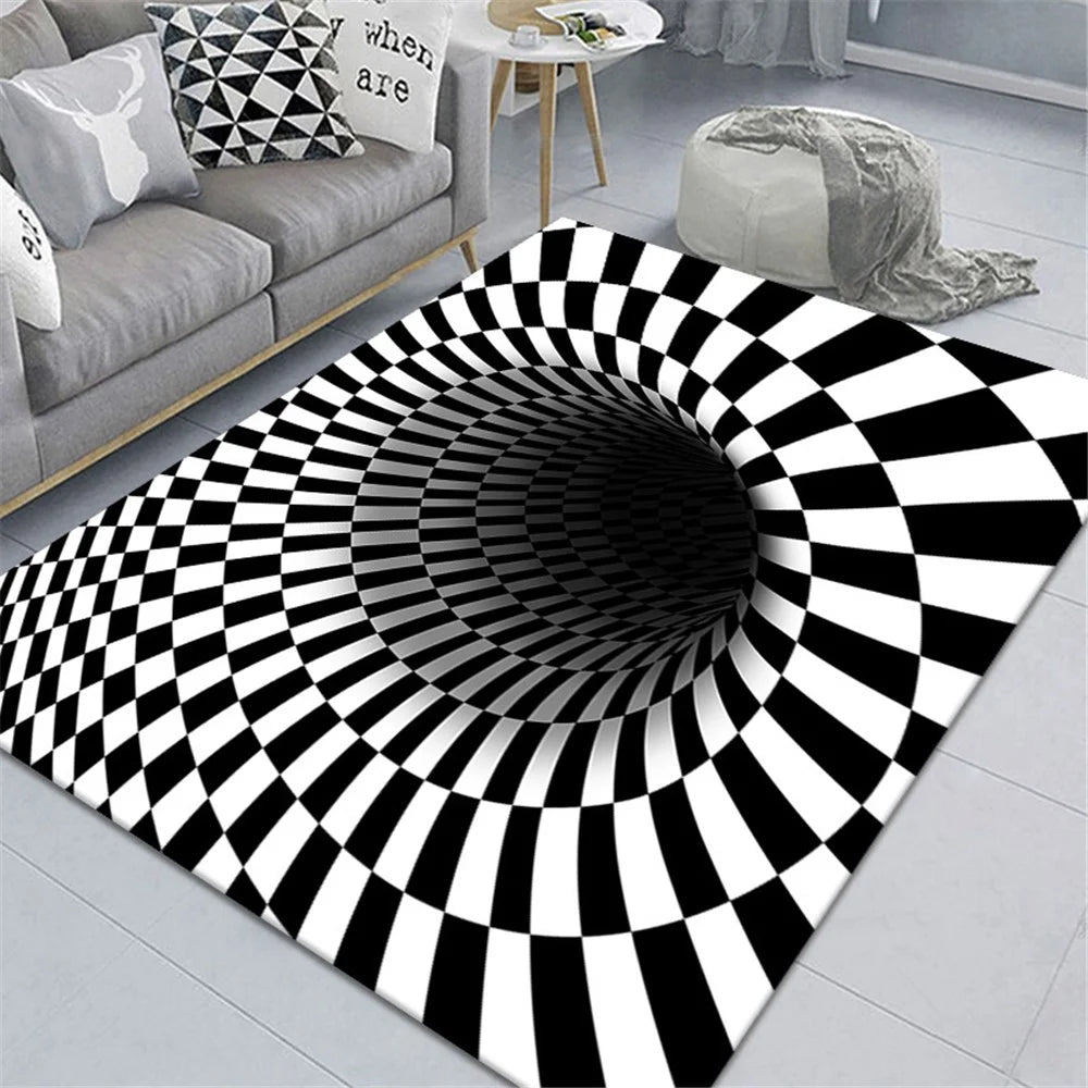 3D Geometric Floor Mats Rectangle Visual Illusion Area Rug 80 x 160cm Living Room Bedroom Carpet - Style a - 1