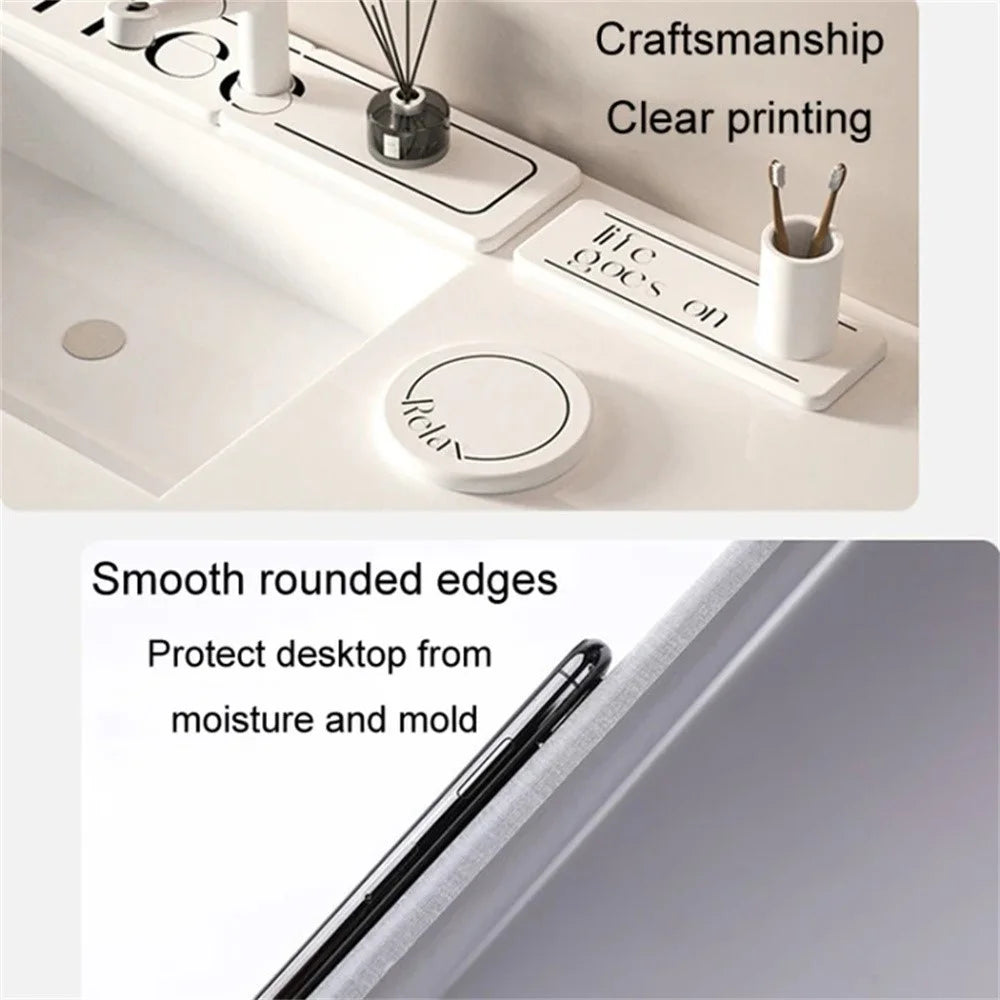 22.5 x 7cm Diatomite Drying Mat Absorbent Pad for Bathroom Sink Countertop Faucet Draining Pad - Style A - 4
