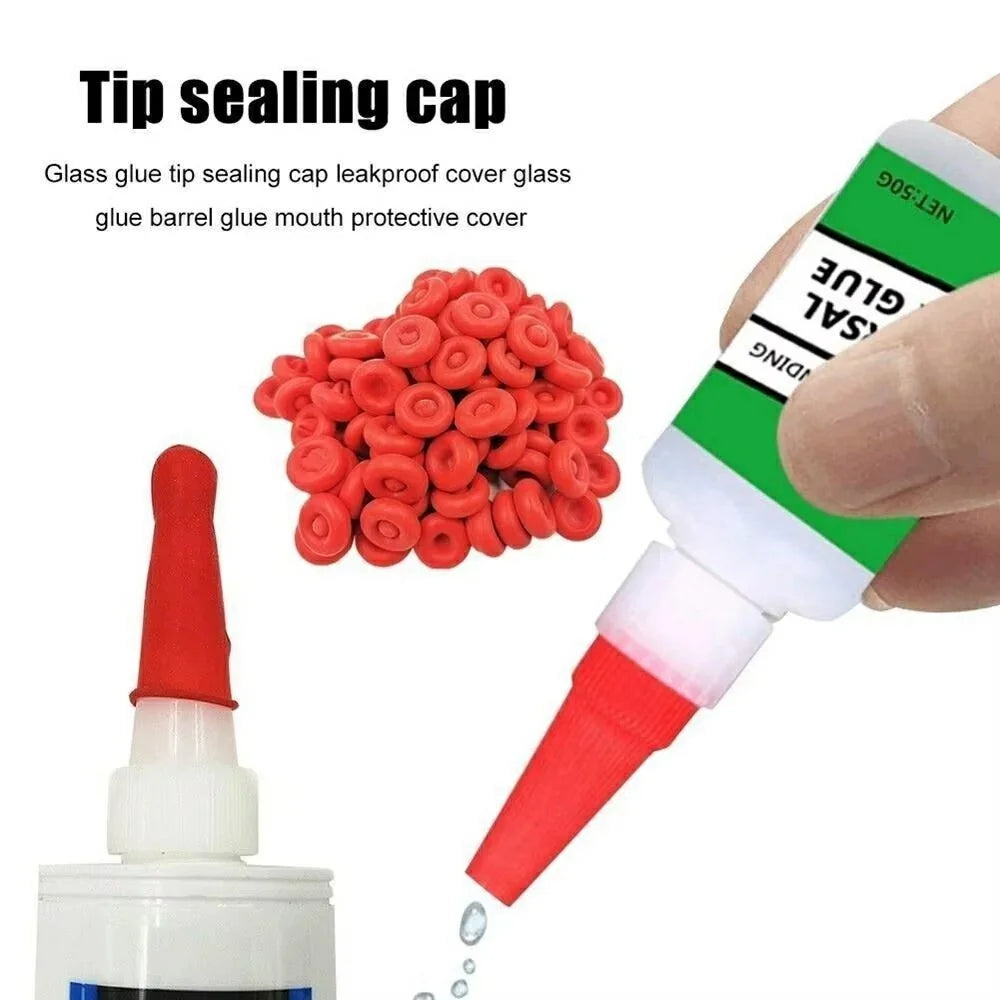 20Pcs Rubber Caulk Caps Leak Proof Caulking Saver Tube Sealer Glue Sealing Protector - Red - 3