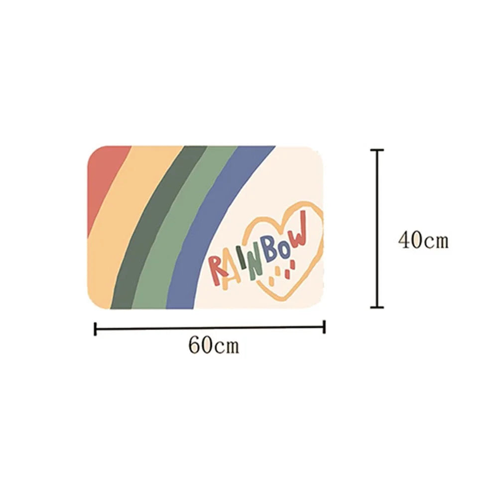 40x60cm Rainbow Home Bedroom Doormat Bedside Anti-Slip Rug Soft Cashmere Floor Mat - 7