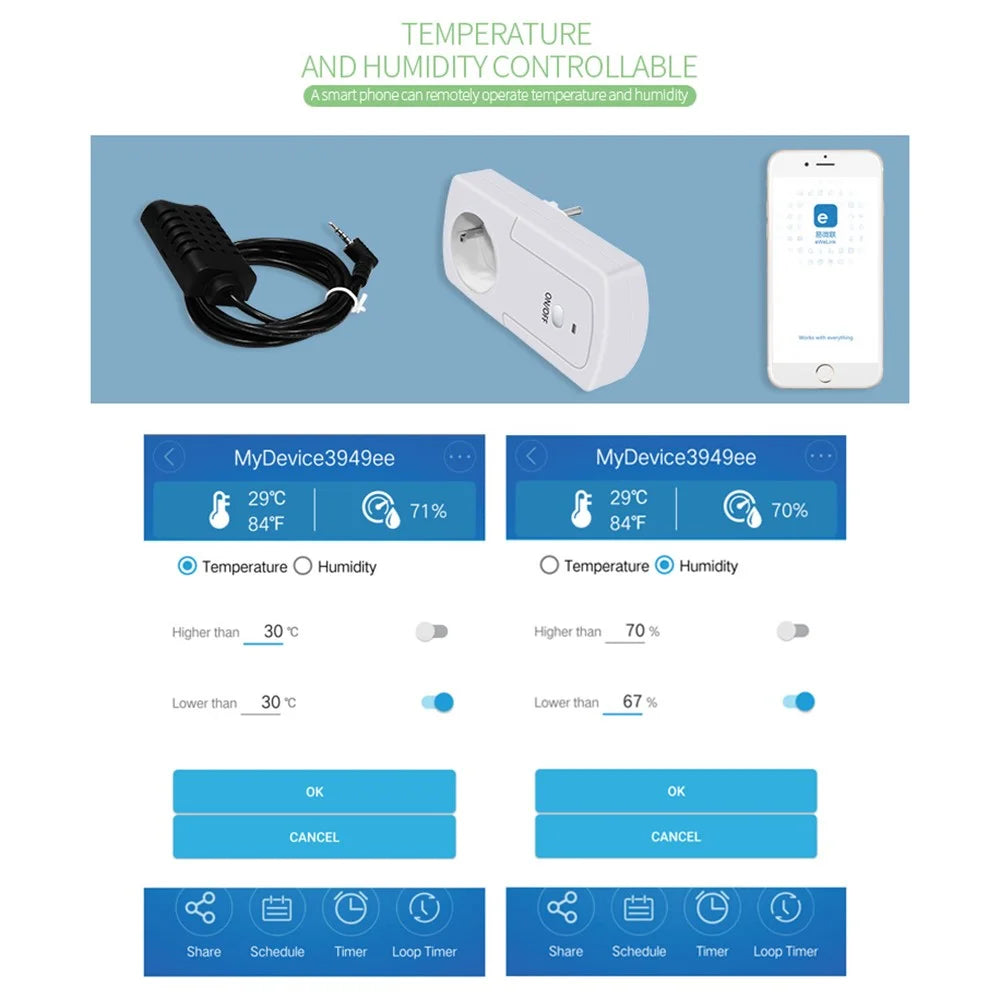 WiFi Controller Temperature Humidity Sensor Smart Remote Control Timing Switch Socket - EU Plug - 3