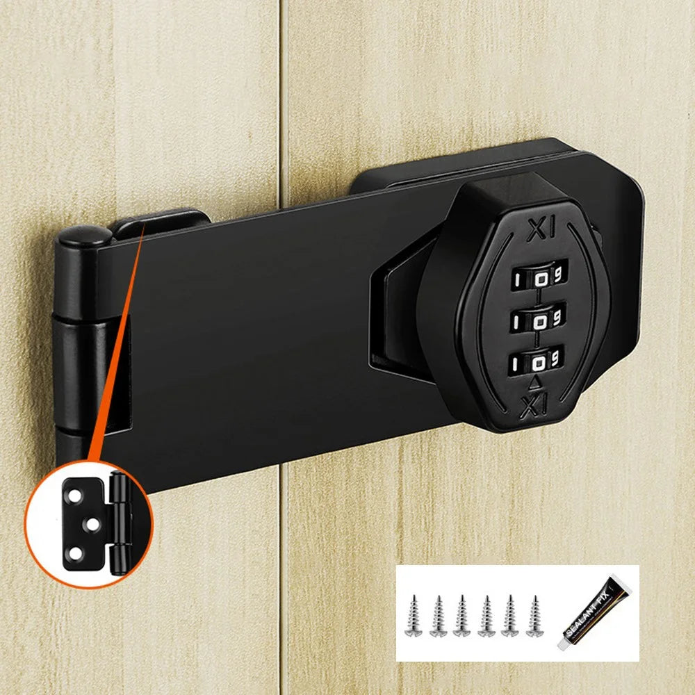 Cabinet Door Password Lock Drawer Lock 3 Hole 4 Inch Screw Installation / No Drill Adhesive Anti-Theft Security For Furniture - Black - 1
