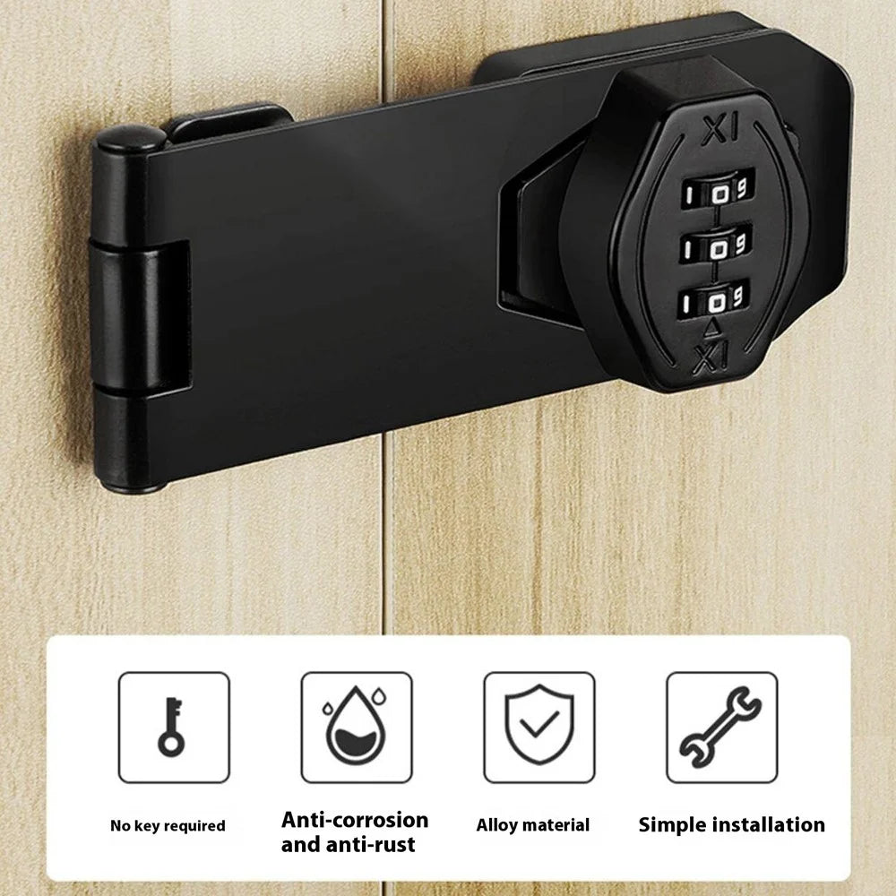 Cabinet Door Password Lock Drawer Lock 3 Hole 4 Inch Screw Installation / No Drill Adhesive Anti-Theft Security For Furniture - Black - 3