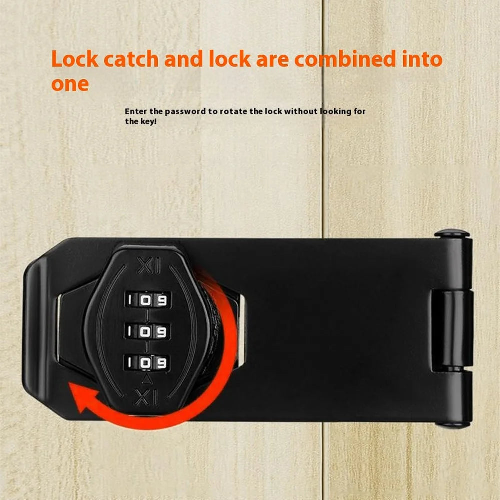 Cabinet Door Password Lock Drawer Lock 3 Hole 4 Inch Screw Installation / No Drill Adhesive Anti-Theft Security For Furniture - Black - 4