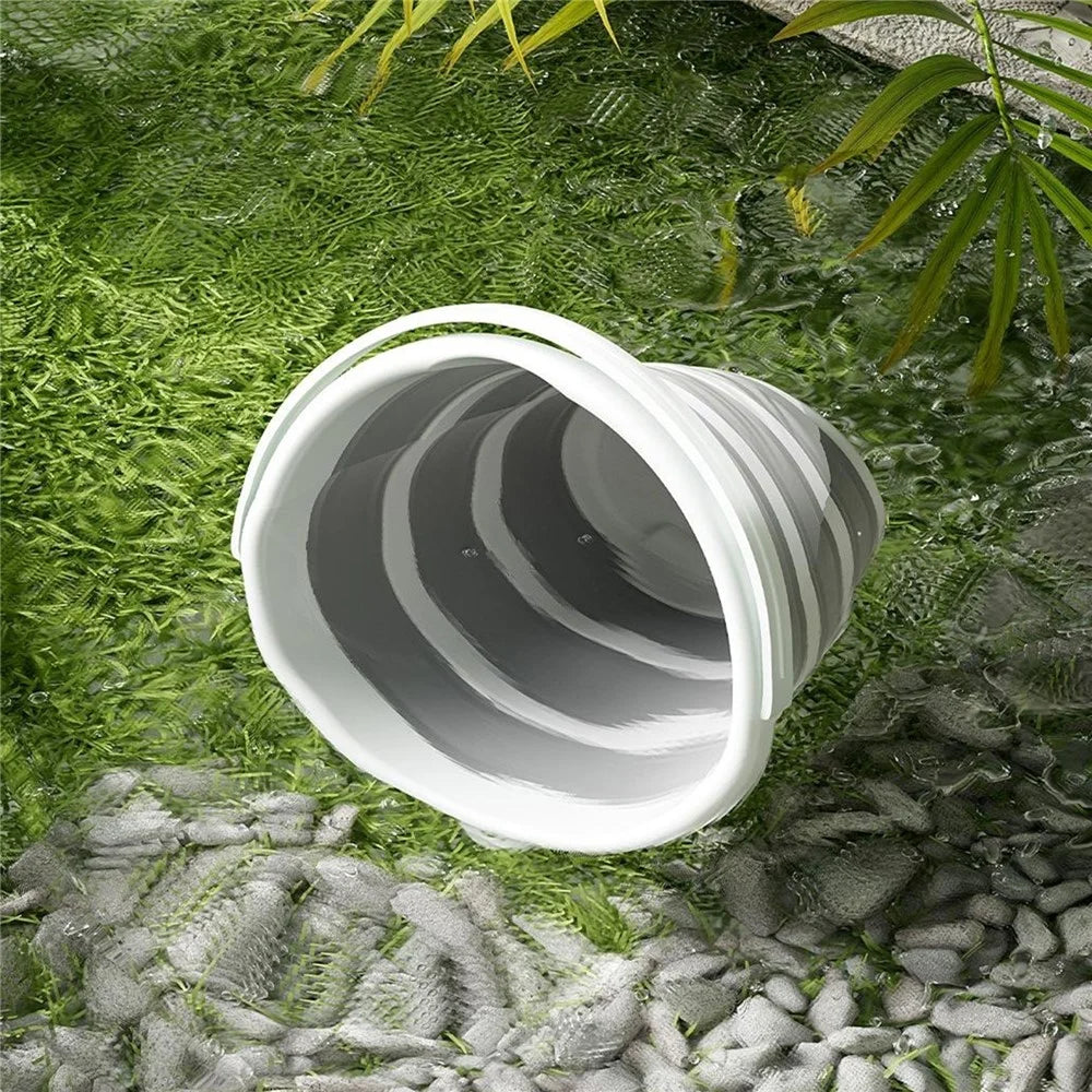 Foldable Water Bucket 10L Multi-Function Portable Collapsible Container for Home / Outdoor Use - Dark Grey - 7