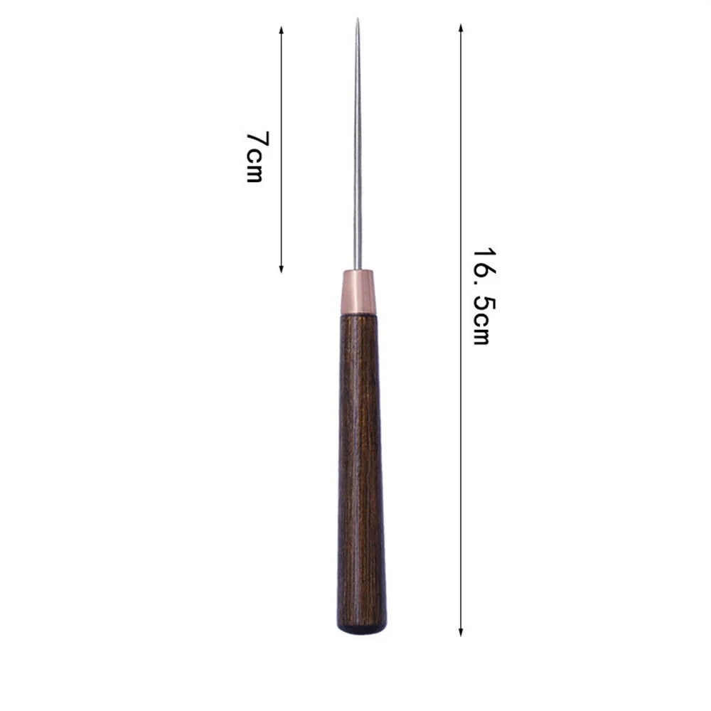 Wooden Handle Alloy Tip Awl Leather Hole Punch Tool for Fabric / Shoe / Leather Crafting Marking - 2