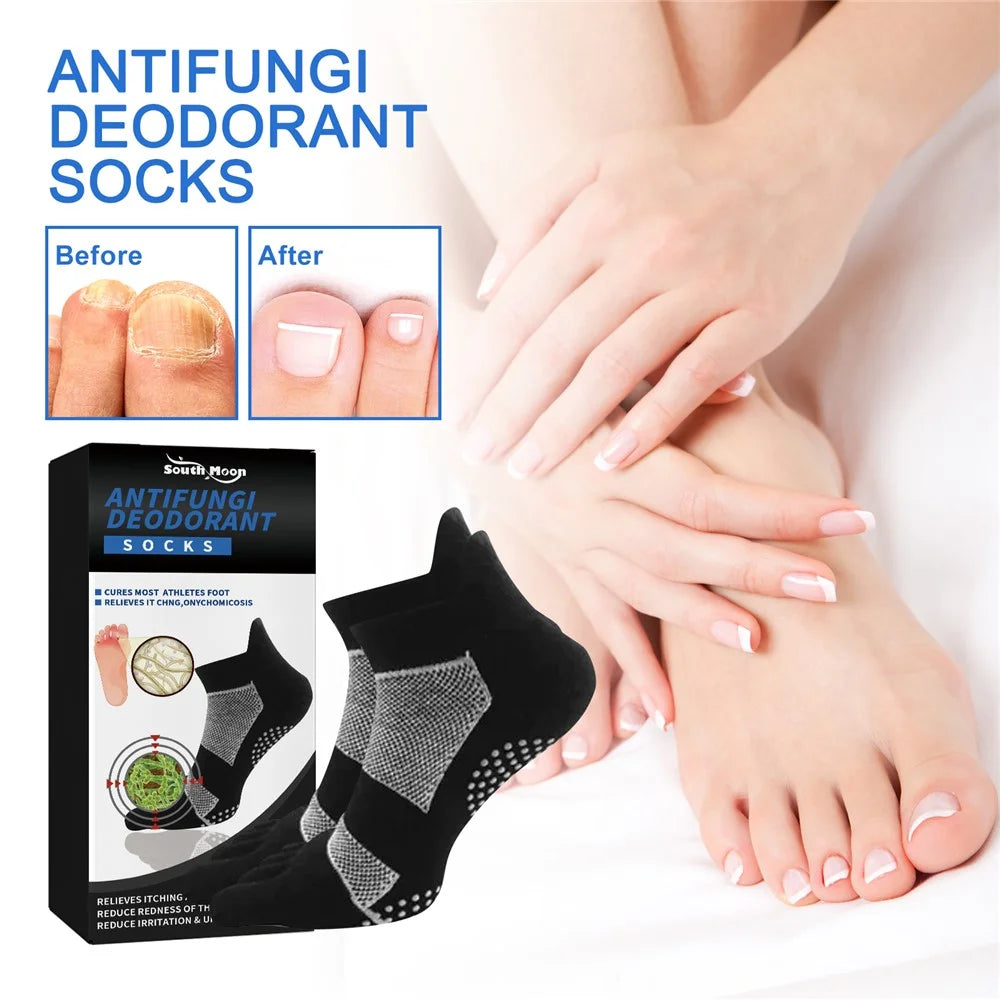 SOUTH MOON SOA08-A022-1-BK1 1 Pair Antibacterial Deodorant Socks Non Slip Sweat Absorbing Foot Care Socks - 2