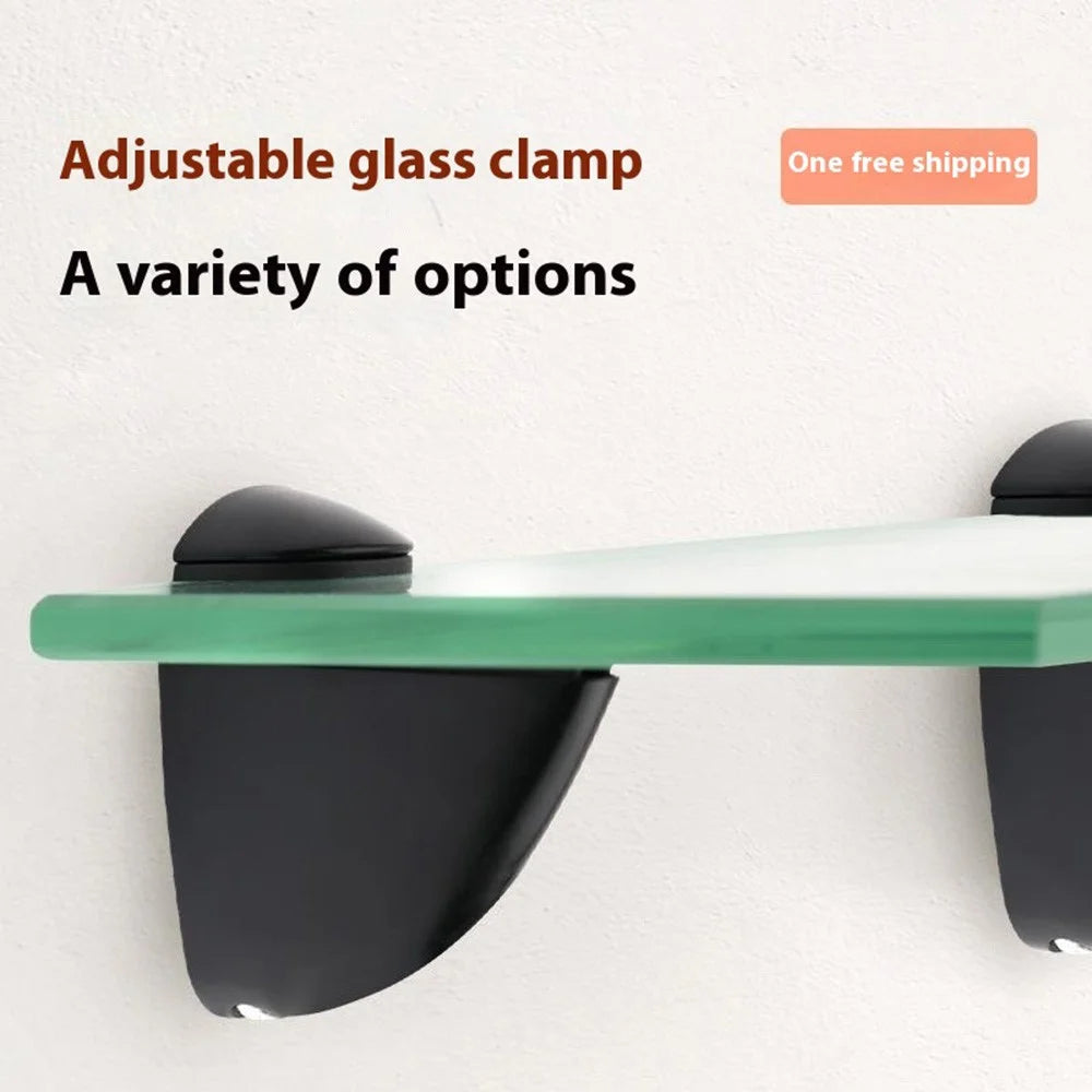 K161 3-23mm Adjustable Glass Shelf Zinc Alloy Clamp Glass Wood Board Fixing Clip Support Bracket - Black - 2