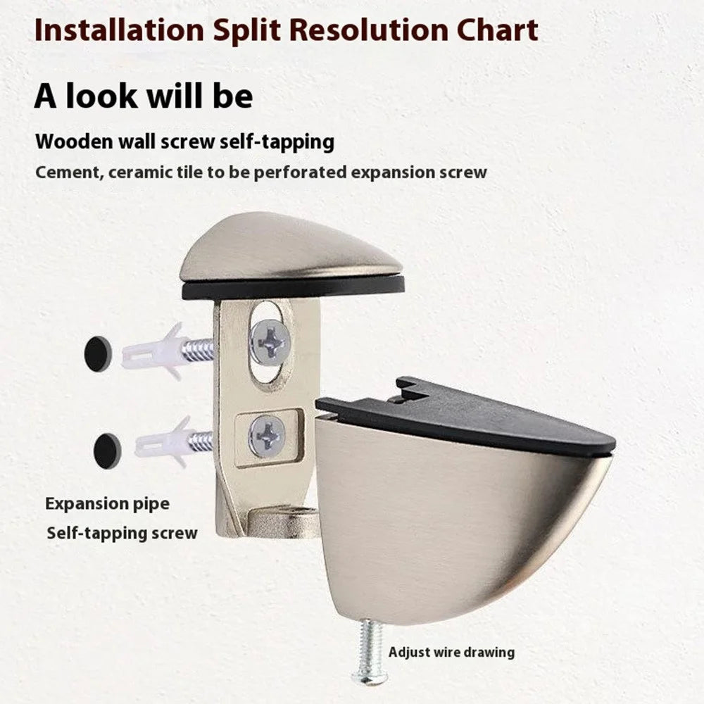 K161 3-23mm Adjustable Glass Shelf Zinc Alloy Clamp Glass Wood Board Fixing Clip Support Bracket - Black - 5