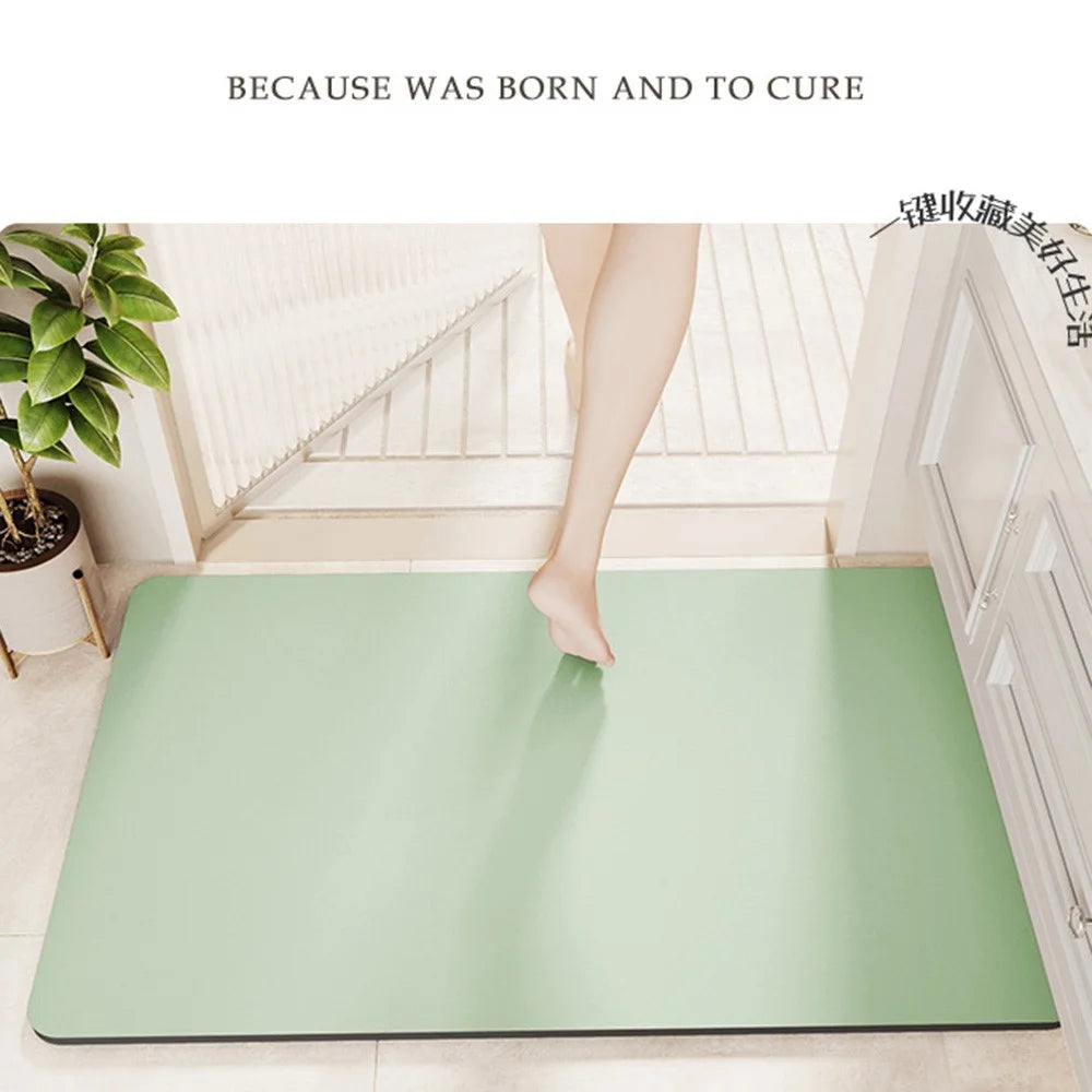 50 x 80cm Diatomite Quick Dry Bathroom Mat Absorbent Non Slip Floor Rug for Entrance - Green - 3