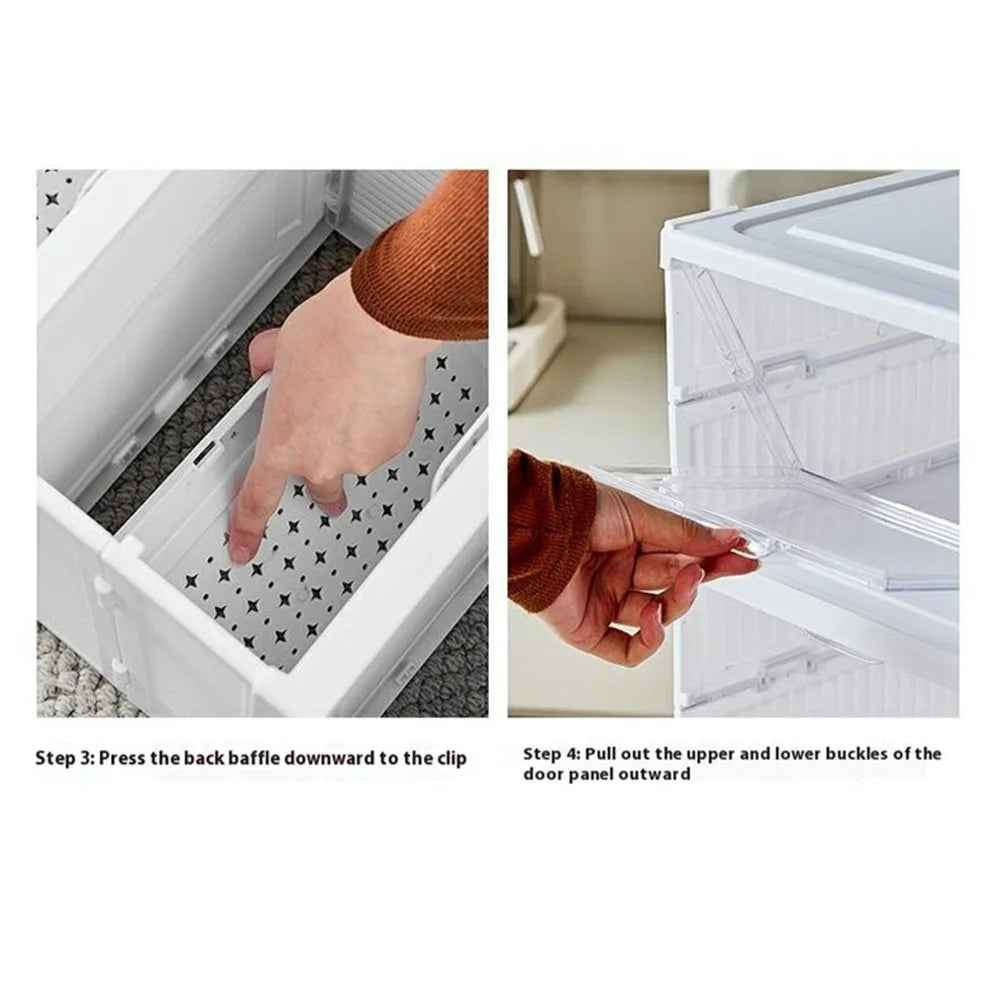 6 Layer No Installation Foldable Shoe Box Transparent Door Plastic Stackable Storage Container - White - 6