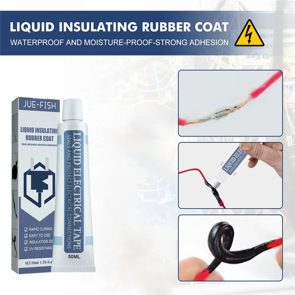 JUE-FISH 50ML Black Liquid Insulation Tape for Circuit Board Waterproof Adhesive High Temperature Resistant Sealant - 3