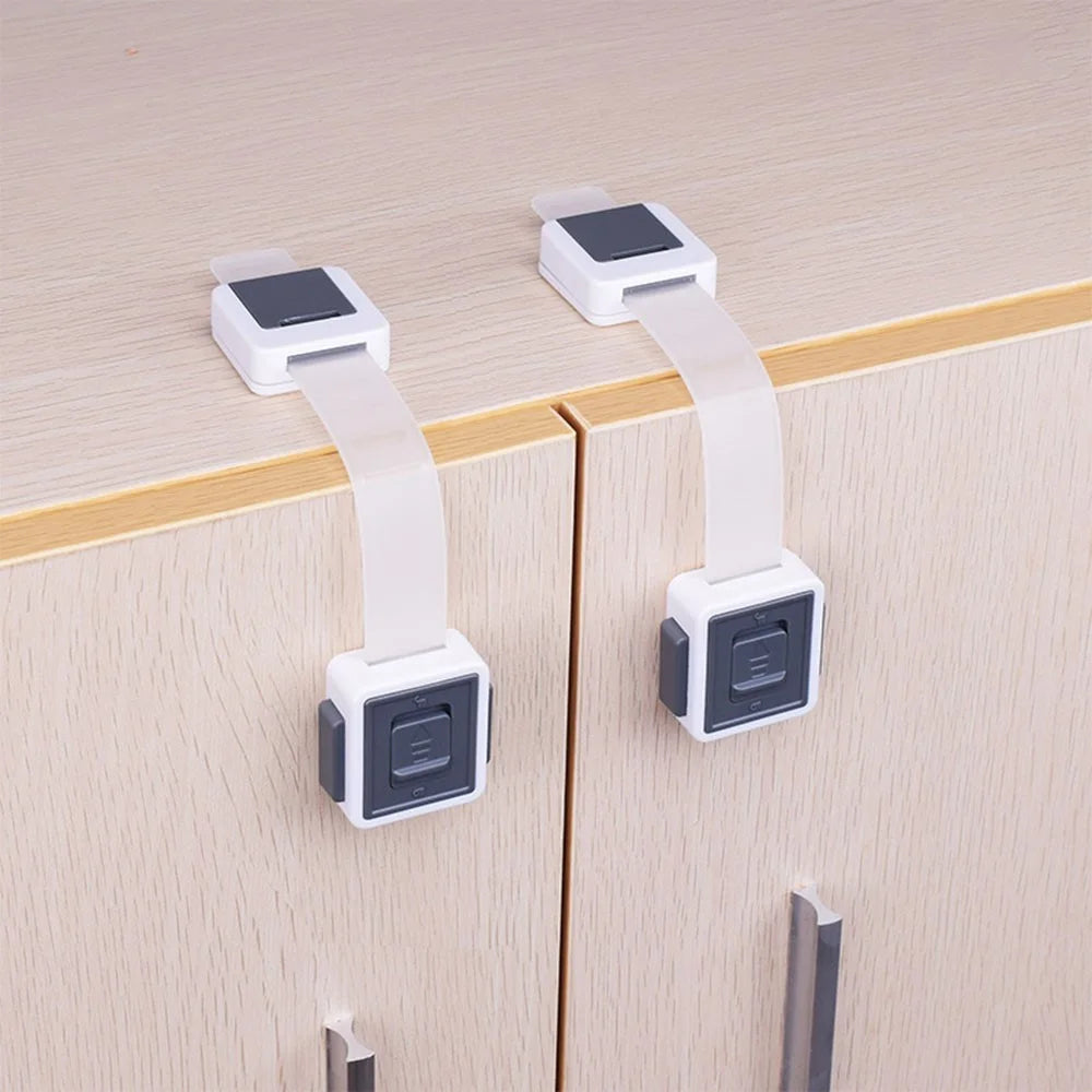 Child Safety Adjustable Drawer Latches Cabinet Locks Furniture Childproofing Lock - Grey - 4