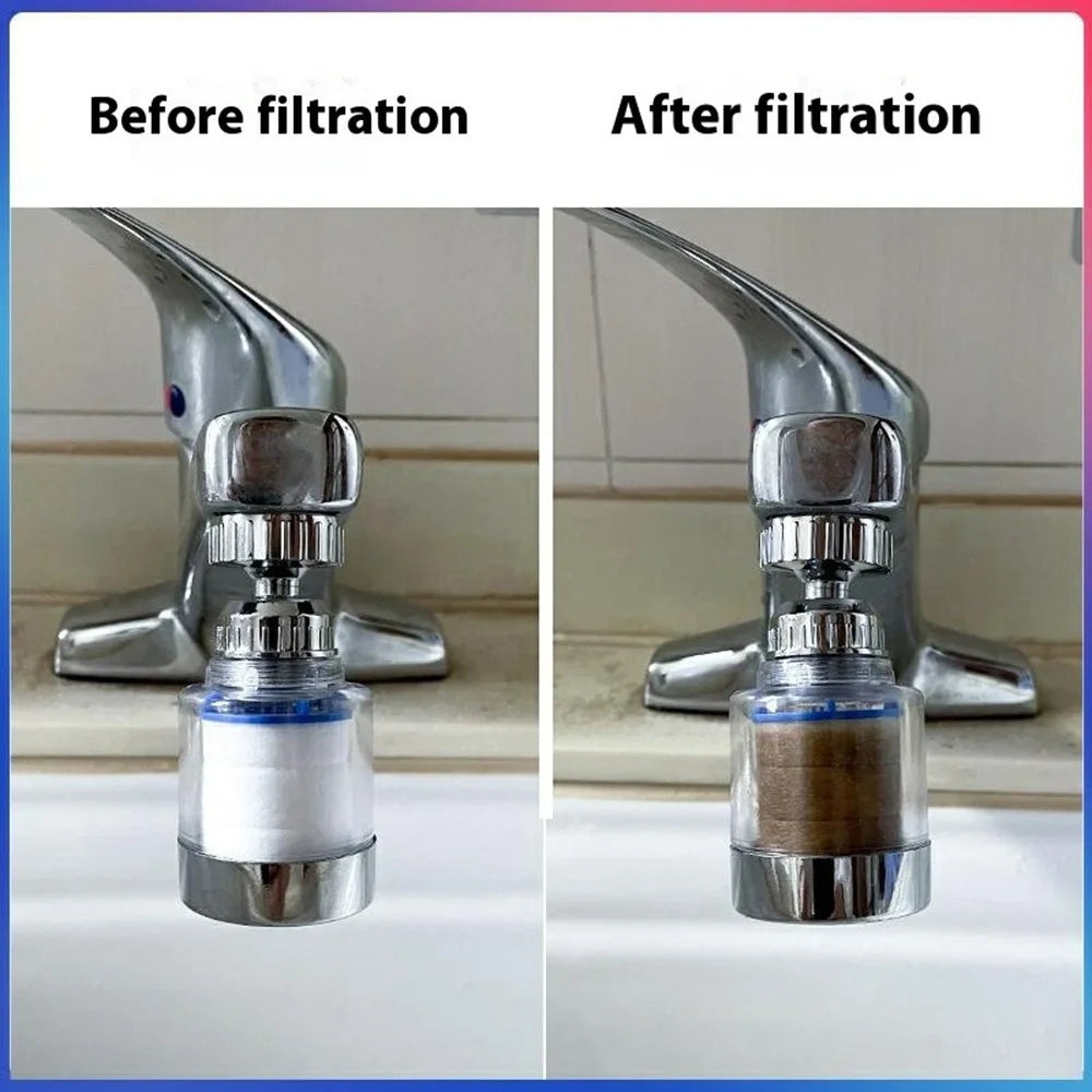 Water Faucet Filter Splash Proof Sprayer Kitchen Tap Pressure Booster Rotatable Spout with 2 Filter Cartridges - 3