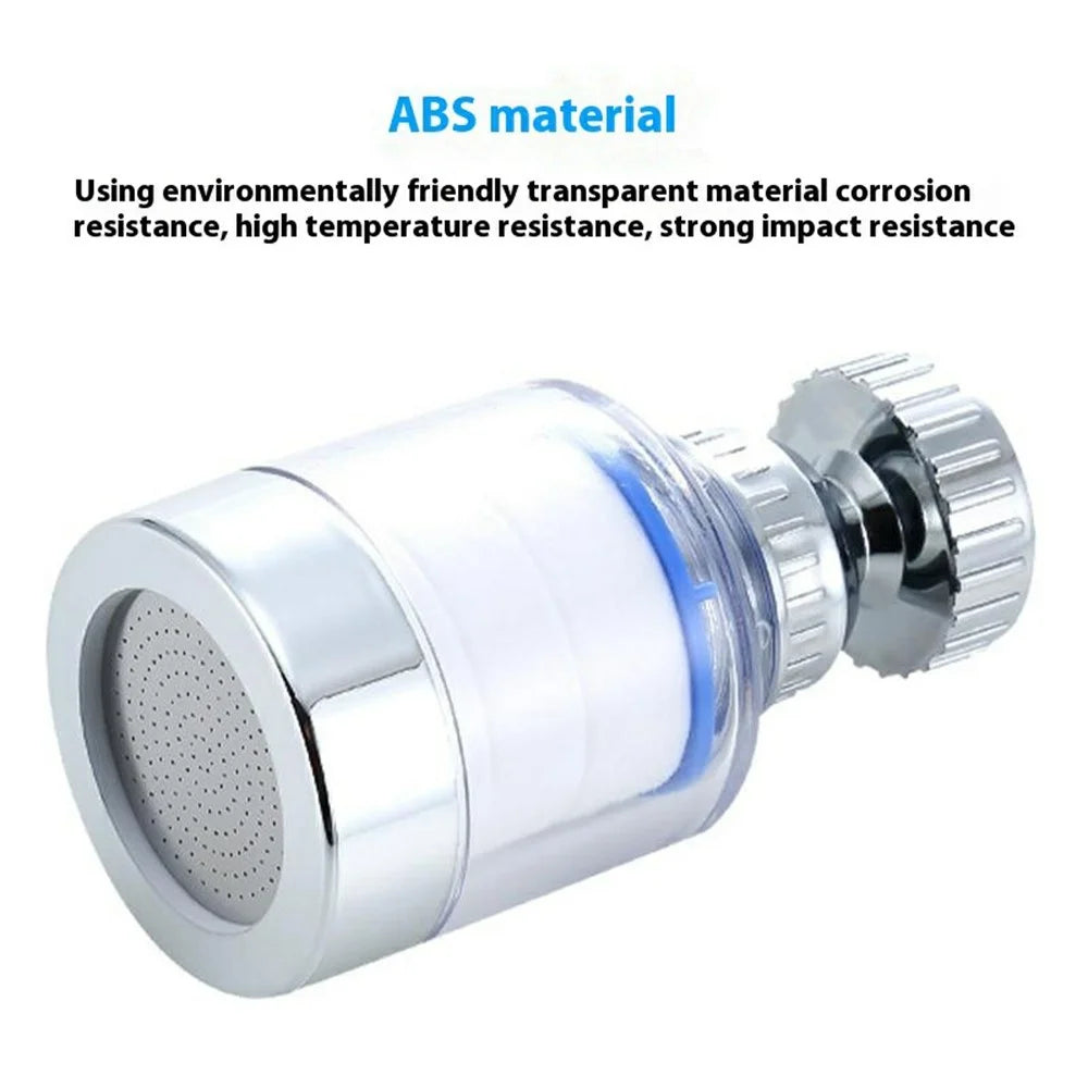 Water Faucet Filter Splash Proof Sprayer Kitchen Tap Pressure Booster Rotatable Spout with 2 Filter Cartridges - 6