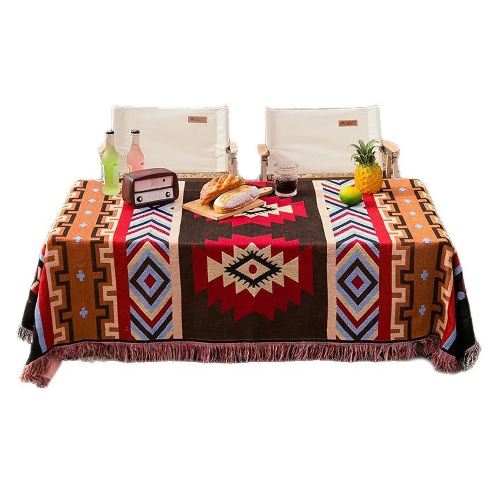 130x180cm Picnic Blanket Thick Bohemian Ground Cover Outdoor Camping Tent Mat Nap Rug - 2