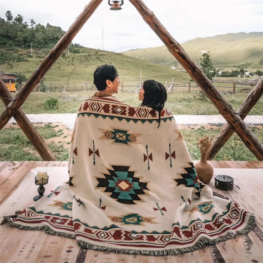 90x90cm Picnic Blanket Thick Moisture-Proof Bohemian Ground Mat for Outdoor Camping Beach - Maple Leaf - 2