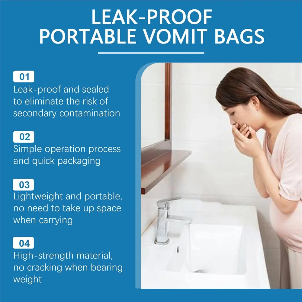 HOZONEX HZ-F01-0023-01 Leak Proof Portable Vomit Bag for Travel Motion Sickness Pregnant Women Nausea Bag - 6