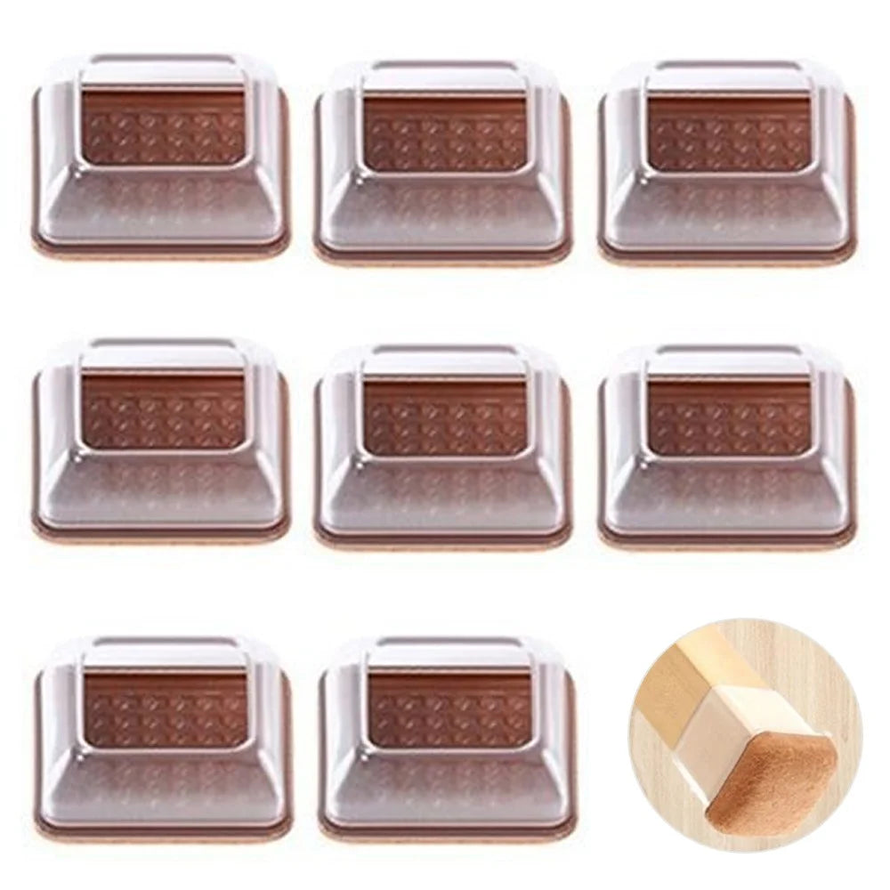 8Pcs Chair Leg Covers for 16-21mm Rectangular Furniture Feet Pads Noise Reducing Anti-Slip Floor Mat for Home - Transparent - 1